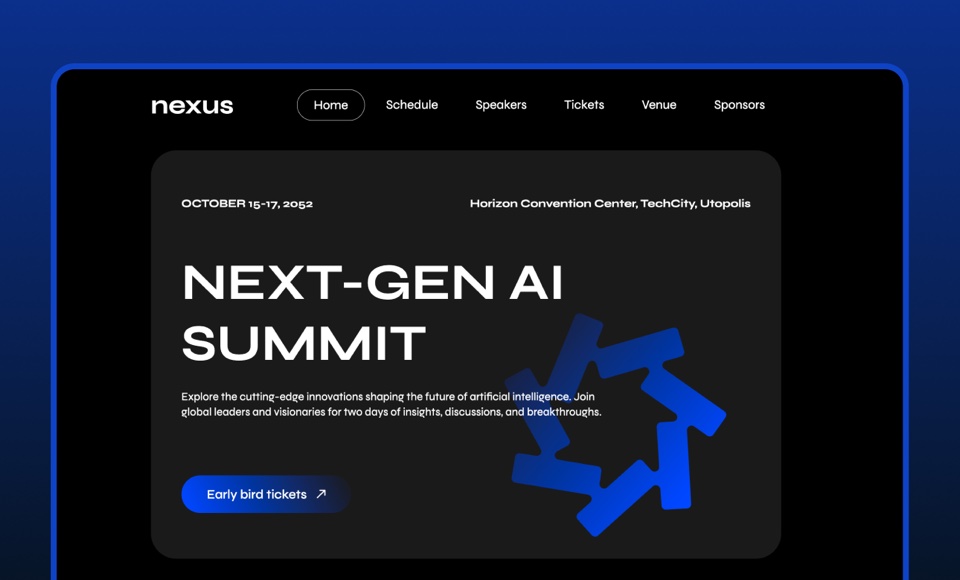 Landing page for an international AI summit
